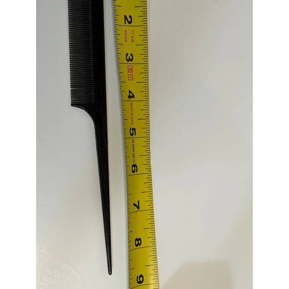 VTG Professional Hair Styling Combs Black Plastic Rat Tail Barber Set 2pc‎ 8in